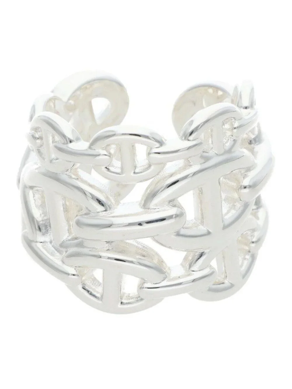 Hermes Chaine D'ancre Enchainee GM Silver Ring